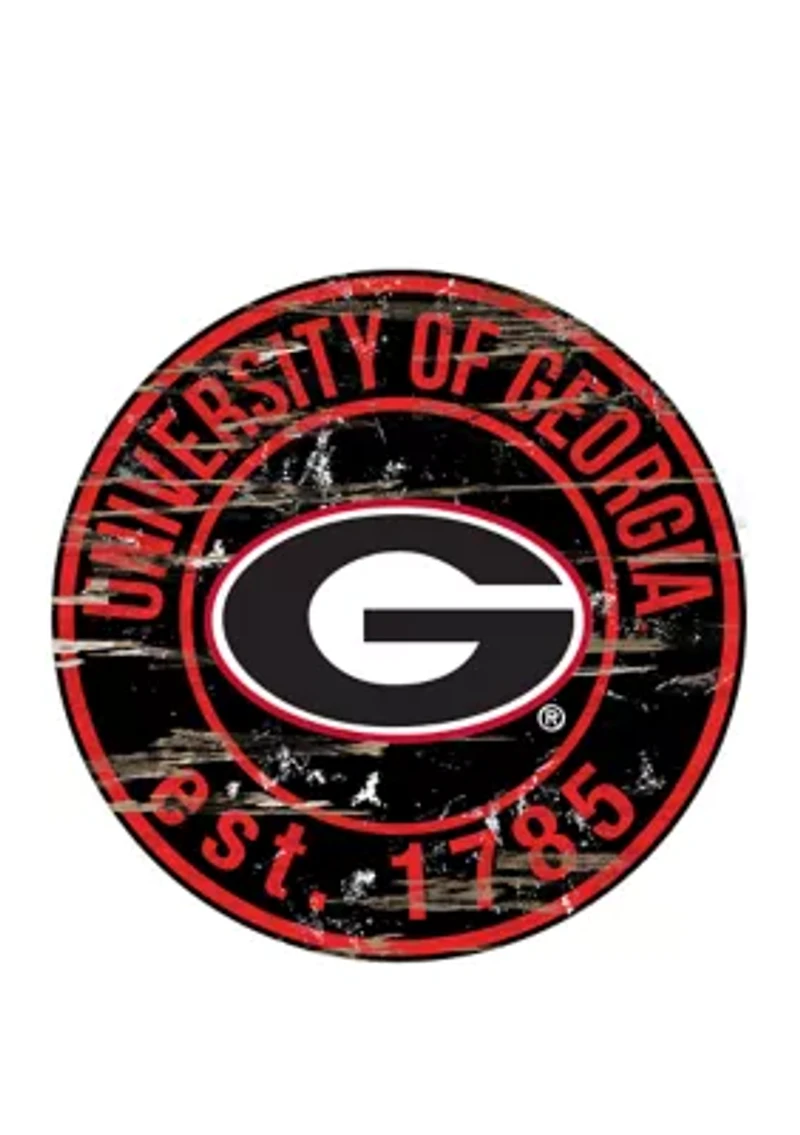 NCAA Georgia Bulldogs Distressed Round Sign