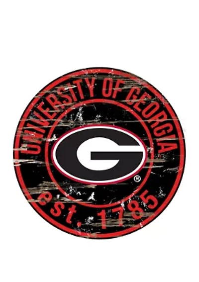 NCAA Georgia Bulldogs Distressed Round Sign