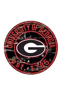 NCAA Georgia Bulldogs Distressed Round Sign