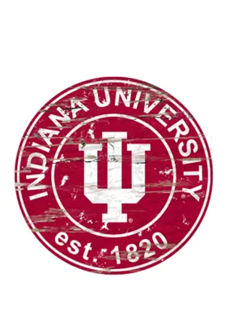 NCAA Indiana Hoosiers Distressed Round Sign