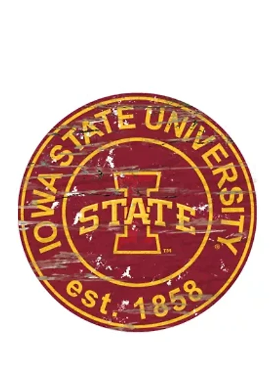 NCAA Iowa State Cyclones Distressed Round Sign