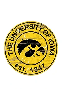 NCAA Iowa Hawkeyes Distressed Round Sign