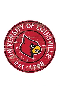 NCAA Louisville Cardinals Distressed Round Sign