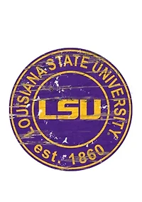 NCAA LSU Tigers Distressed Round Sign