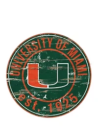 NCAA Miami (FL) Hurricanes Distressed Round Sign