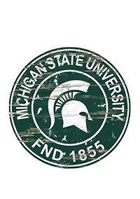 NCAA Michigan State Spartans Distressed Round Sign