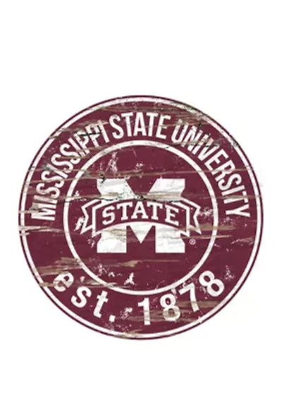 NCAA Mississippi State Bulldogs Distressed Round Sign
