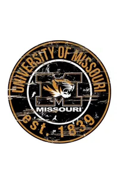 NCAA Missouri Tigers Distressed Round Sign