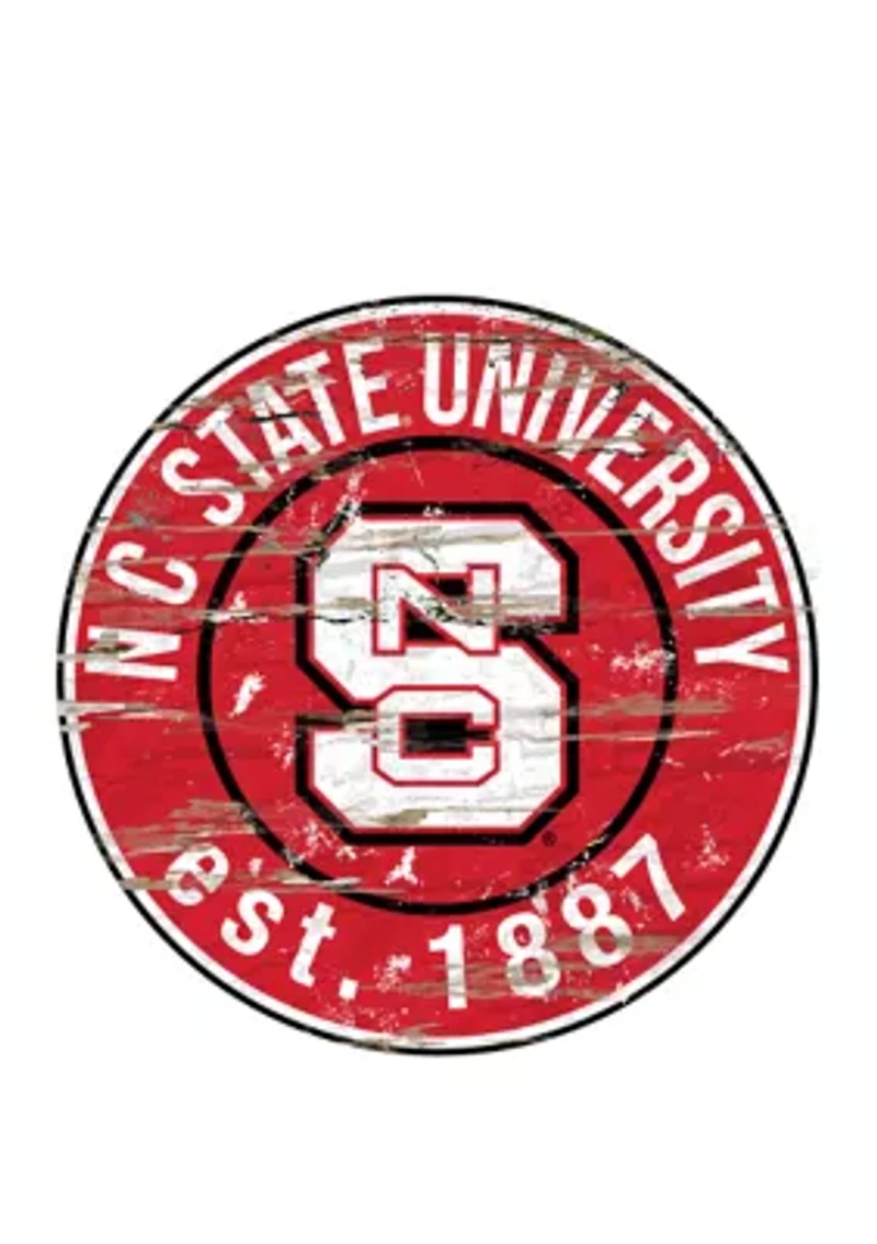 NCAA NC State Wolfpack Distressed Round Sign