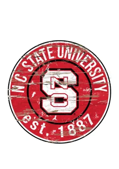 NCAA NC State Wolfpack Distressed Round Sign