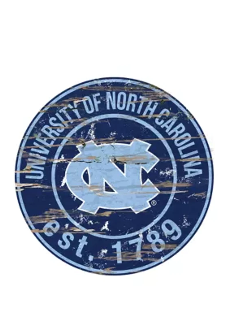 NCAA North Carolina Tar Heels Distressed Round Sign
