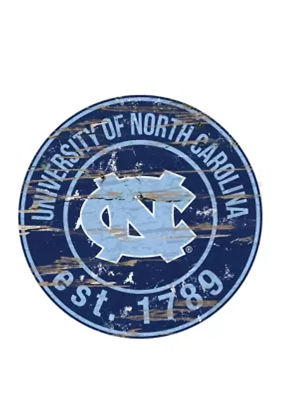 NCAA North Carolina Tar Heels Distressed Round Sign
