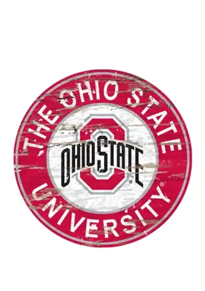 NCAA Ohio State Buckeyes Distressed Round Sign