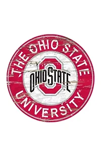 NCAA Ohio State Buckeyes Distressed Round Sign