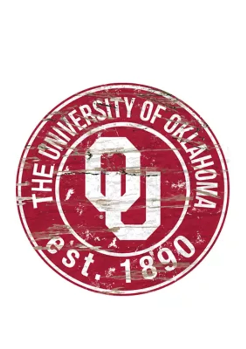 NCAA Oklahoma Sooners Distressed Round Sign