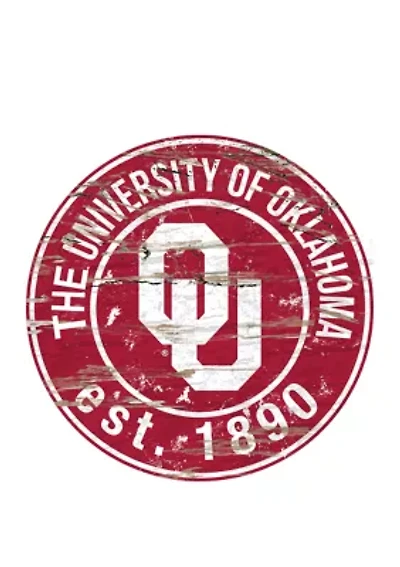 NCAA Oklahoma Sooners Distressed Round Sign