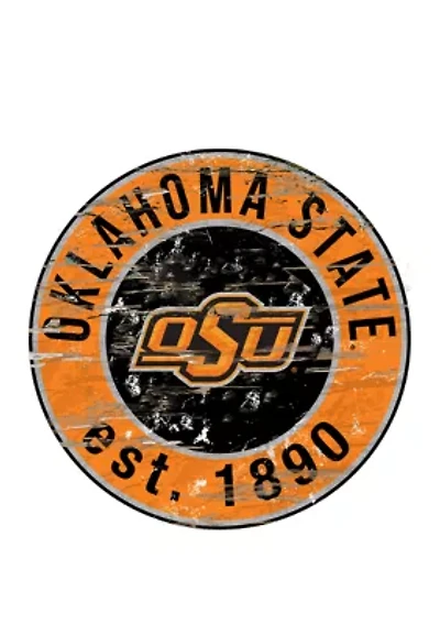NCAA Oklahoma State Cowboys Distressed Round Sign