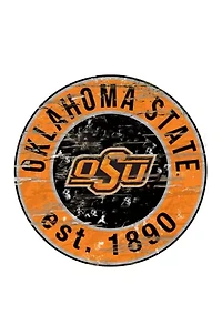 NCAA Oklahoma State Cowboys Distressed Round Sign