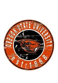 NCAA Oregon State Beavers Distressed Round Sign