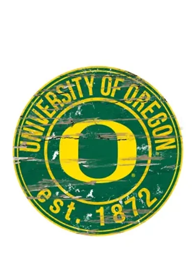 NCAA Oregon Ducks Distressed Round Sign