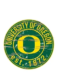 NCAA Oregon Ducks Distressed Round Sign