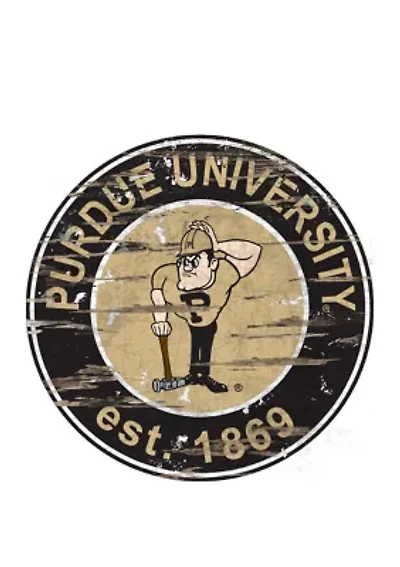 NCAA Purdue Boilermakers Distressed Round Sign
