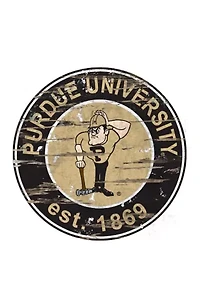 NCAA Purdue Boilermakers Distressed Round Sign
