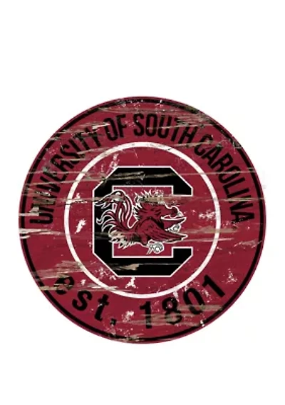 NCAA South Carolina Gamecocks Distressed Round Sign