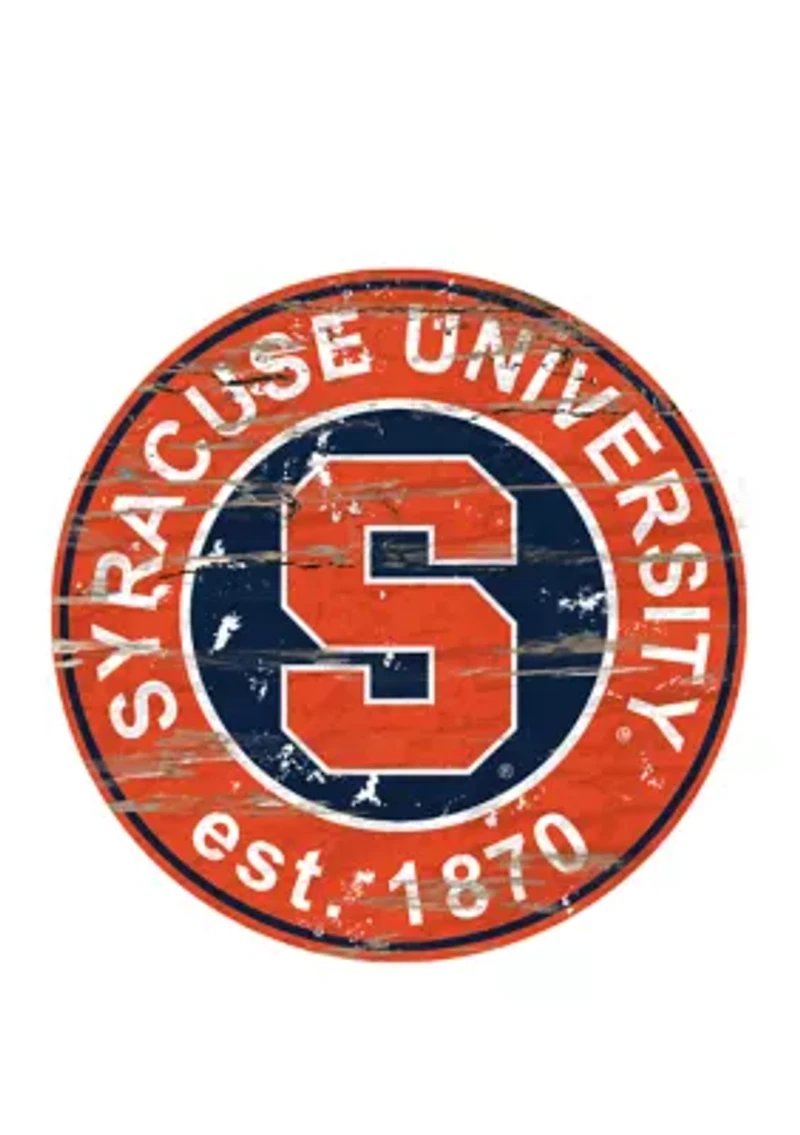 NCAA Syracuse Orange Distressed Round Sign