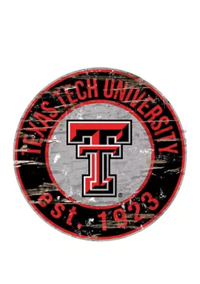 NCAA Texas Tech Red Raiders Distressed Round Sign