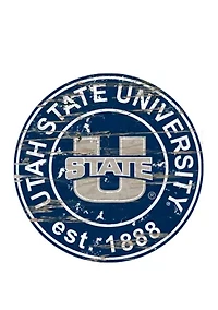 NCAA Utah State Aggies Distressed Round Sign