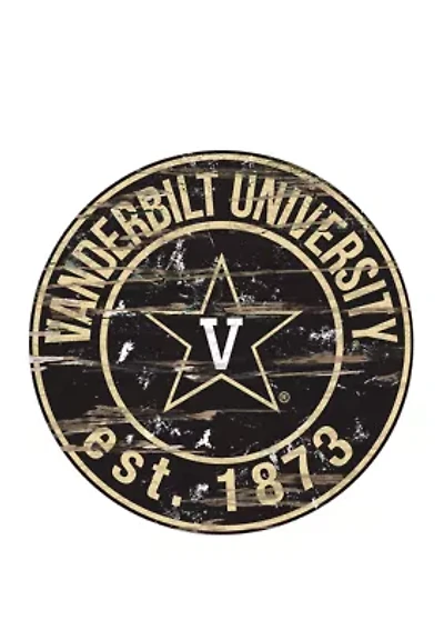NCAA Vanderbilt University Commodores Distressed Round Sign