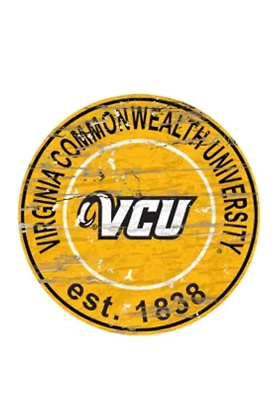 NCAA VCU Rams Distressed Round Sign