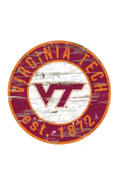 NCAA Virginia Tech Hokies University Distressed Round Sign