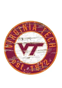 NCAA Virginia Tech Hokies University Distressed Round Sign