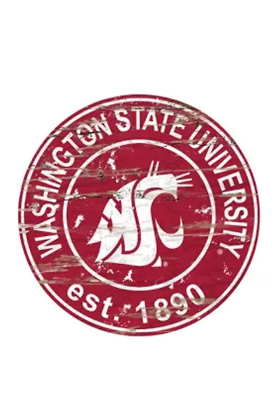 NCAA Washington State Cougars Distressed Round Sign