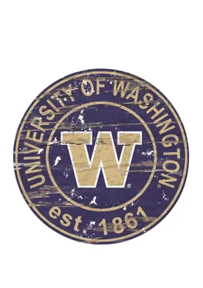 NCAA Washington Huskies  Distressed Round Sign
