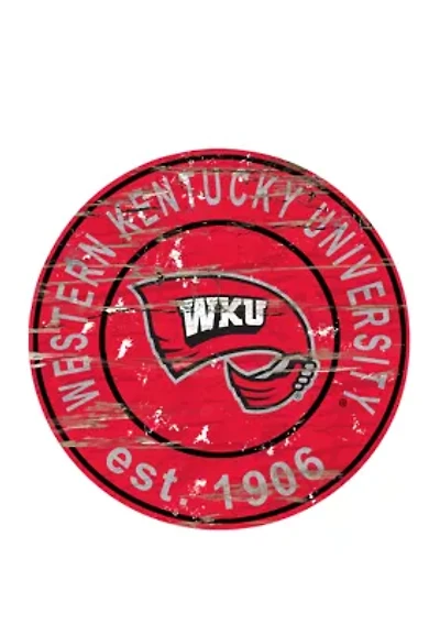 NCAA Western Kentucky Hilltoppers Distressed Round Sign