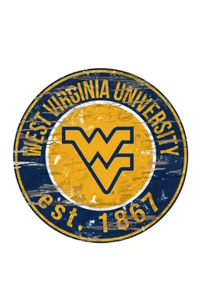 NCAA University of West Virginia Mountaineers Distressed Round Sign