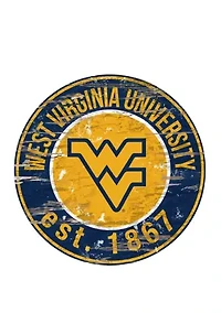 NCAA University of West Virginia Mountaineers Distressed Round Sign