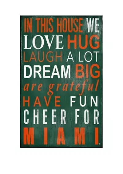 NCAA University of Miami Hurricans In This House Sign