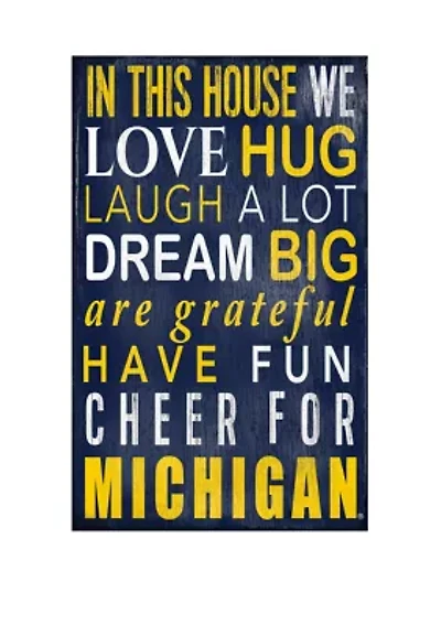 NCAA University of Michigan Wolverines In This House Sign