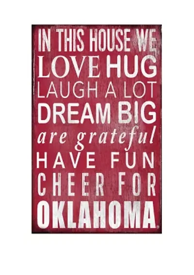 NCAA University of Oklahoma Sooners In This House Sign