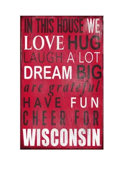 NCAA University of Wisconsin Badgers In This House Sign