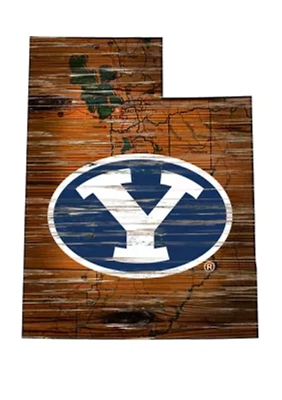 NCAA Brigham Young University Cougars Distressed State with Logo