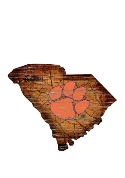 NCAA Clemson University Tigers Distressed State with Logo