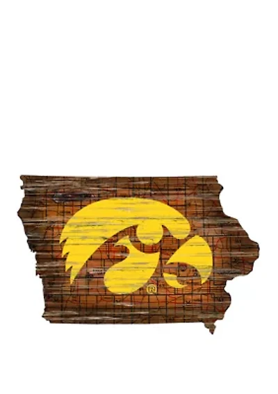 NCAA Iowa Hawkeyes Distressed State with Logo