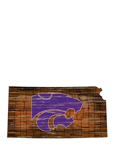NCAA Kansas State Wildcats Distressed State with Logo
