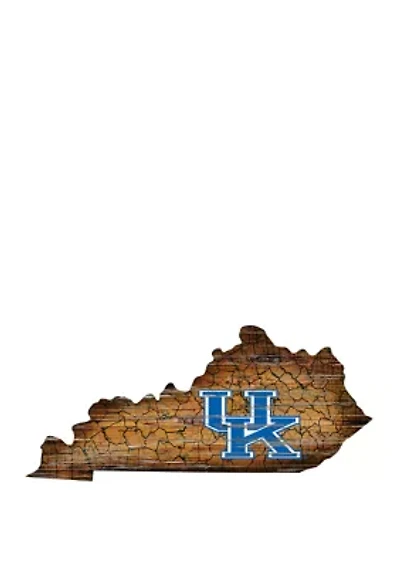 NCAA Kentucky Wildcats 24 in x 24 in Distressed State Sign with Logo