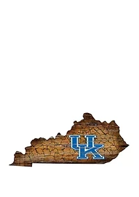 NCAA Kentucky Wildcats 24 in x 24 in Distressed State Sign with Logo